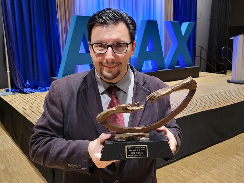 Receiving the 2022 Ajax Civic Award - the Town's highest civilian honor